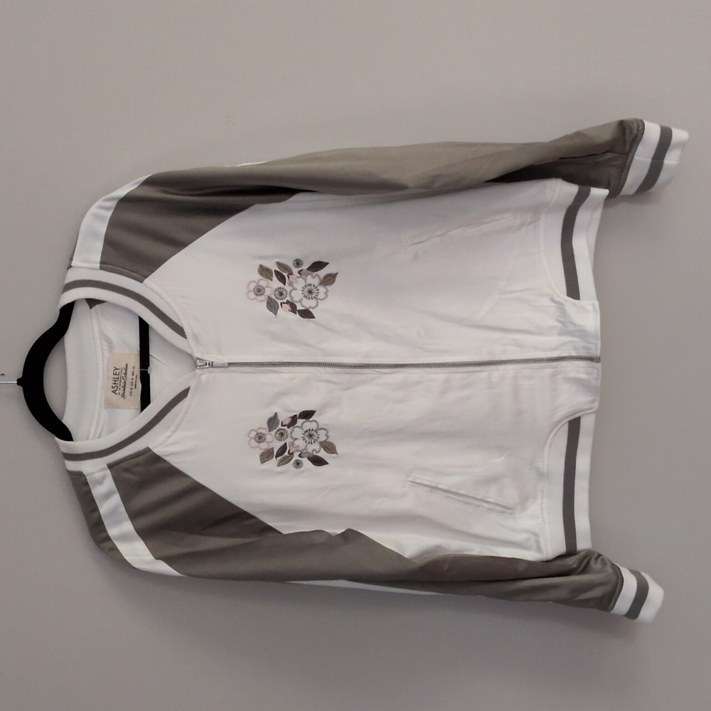Ashley Satin Embroidered Bomber Jacket XL